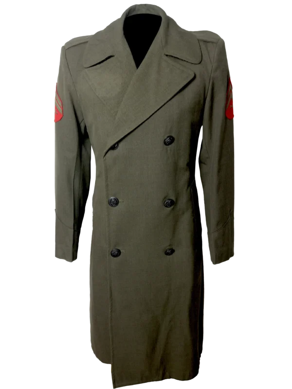 Abrigo militar americano de gabardina de lana de sarga rango de cabo de los US Marines 1979