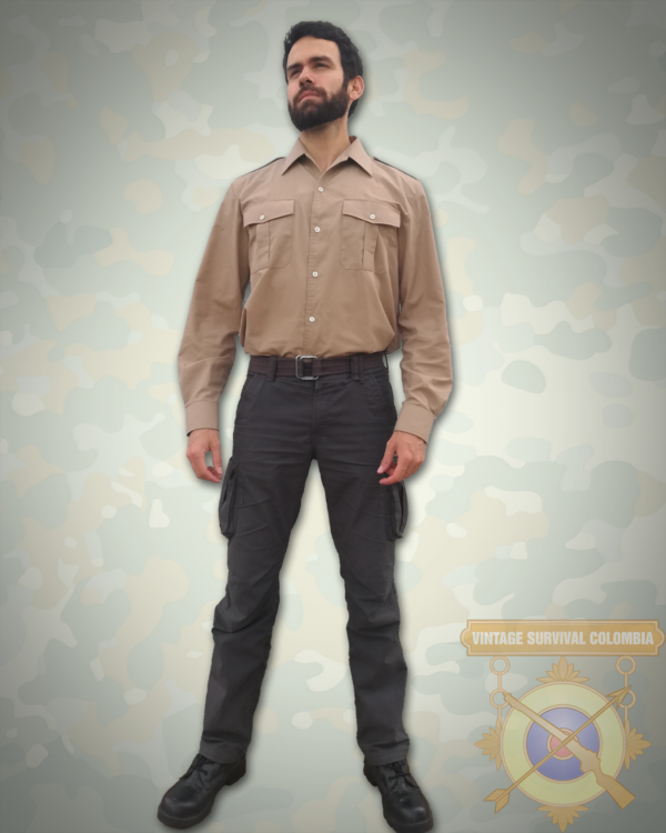 BELGKAKHISHIRT-2 Camisa Militar Caqui Del Ejercito De Bélgica