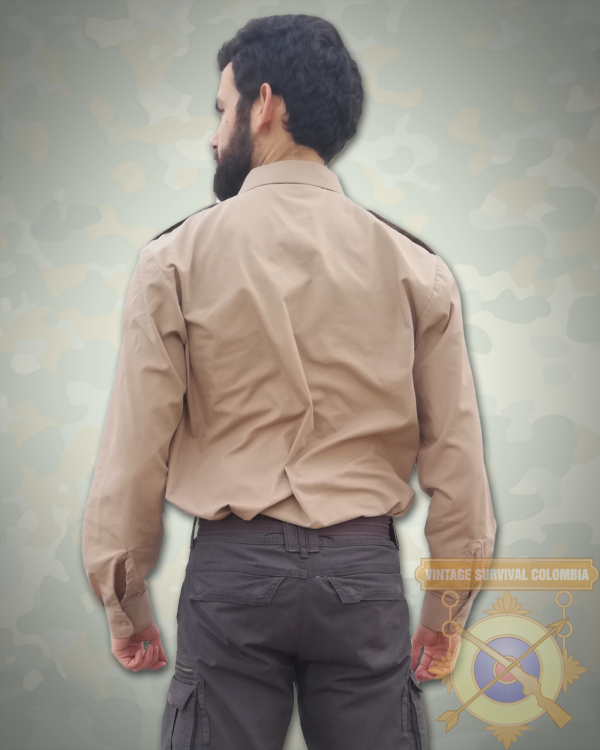 BELGKAKHISHIRT-3 Camisa Militar Caqui Del Ejercito De Bélgica