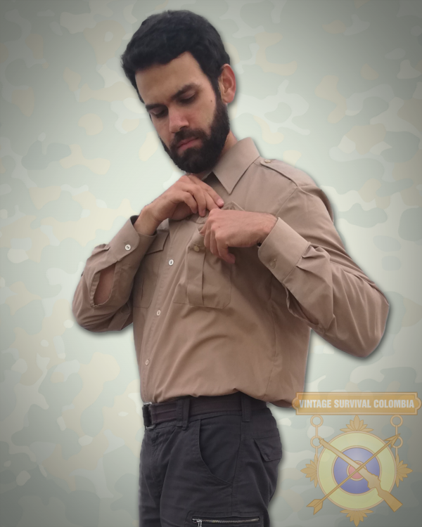 BELGKAKHISHIRT-4 Camisa Militar Caqui Del Ejercito De Bélgica