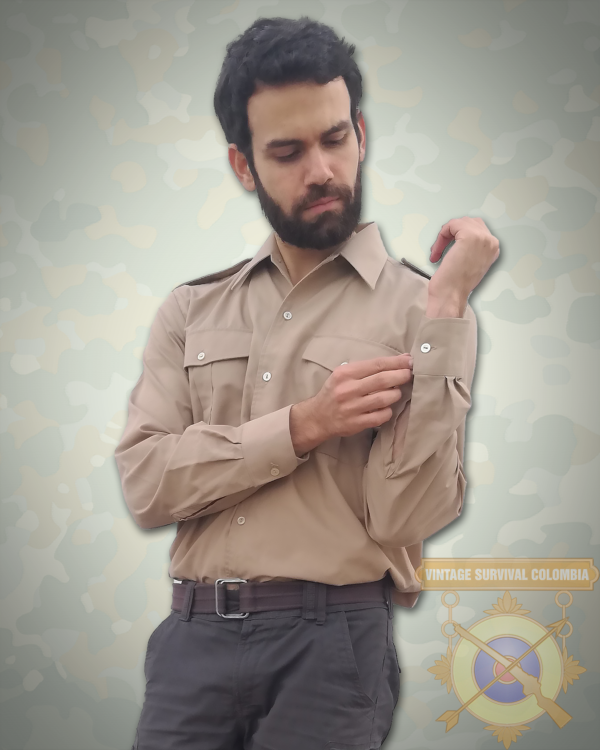 BELGKAKHISHIRT-5 Camisa Militar Caqui Del Ejercito De Bélgica