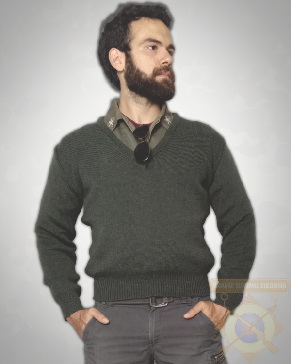 GREEKODSWT-2 Suéter militar griego de lana