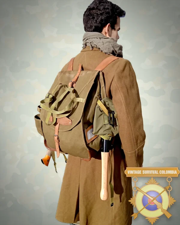 15 Morral rumano soviético de lona y cuero