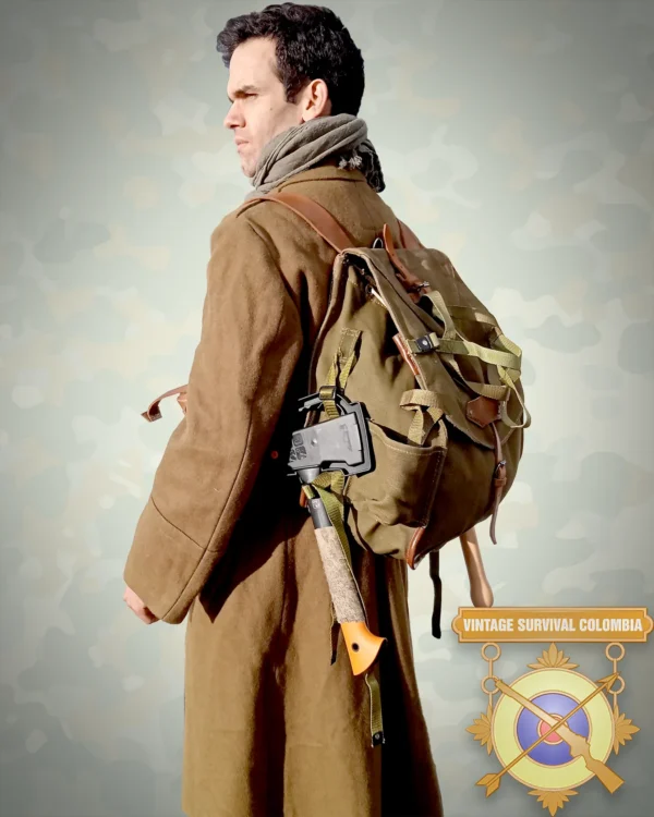 16 Morral rumano soviético de lona y cuero