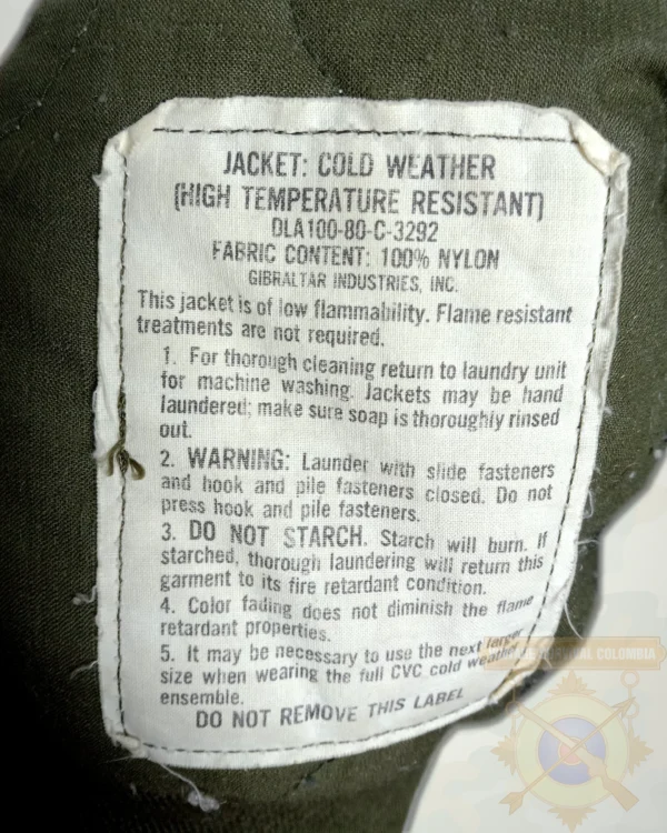 Chaqueta de piloto de alta resistencia al fuego para clima frío de 1980
