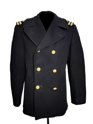 Abrigo peacoat de lana de teniente de la naval de los E.E.U.U.,1970